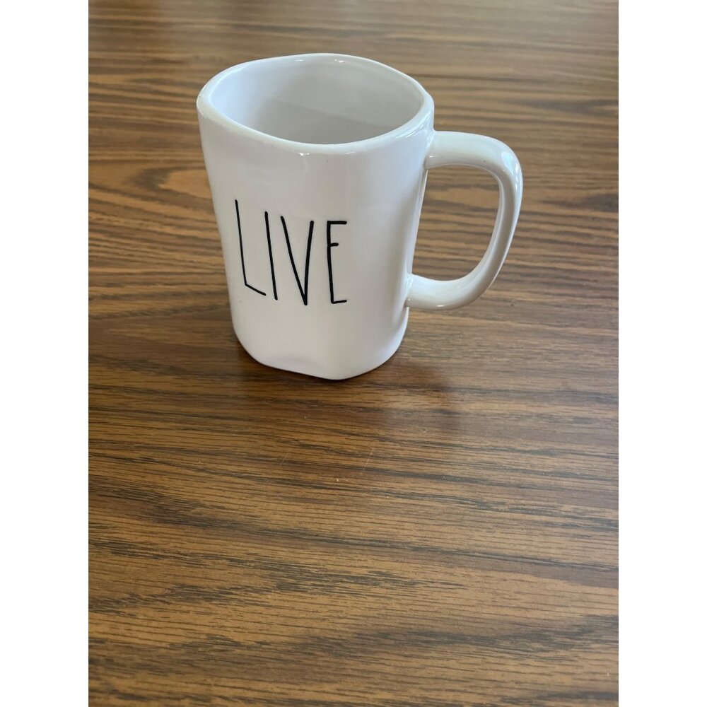 Rae Dunn Artisan Collection by Magenta white ceramic Live mug